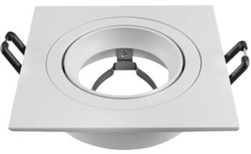Ledvion LED Einbaustrahler Quadratisch Weiss GU10 Fassung | Einbaumass Ø92mm; Fuer trockene Innenraeume wie Wohnzimmer Kueche und Flur