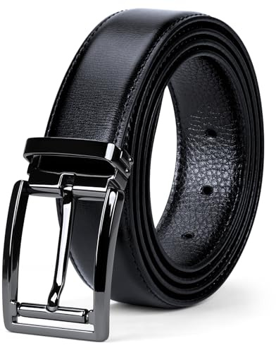 NEWHEY Gürtel Herren Verstellbar Leder Ledergürtel Herren 32mm Breit Männer Schwarz Gurtel für Business Anzug Jeans Freizeit