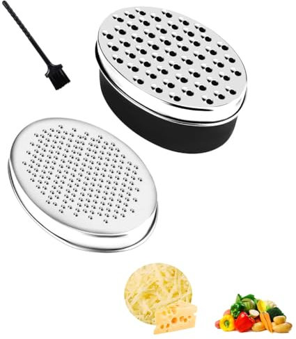 Grattugia per Formaggio con Contenitore,Spiralizzatore per Verdure Tritatutto da Cucina Doppia Dimensione Grattugia per Zenzero in Acciaio Inox Scatola Grattugia per Cioccolato Limone Verdure