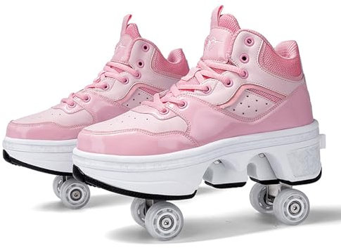 Schuhe mit Rädern Rollschuhe 4 Räder Skateboard Sneaker Sportschuhe mit Rädern Online Skates für Erwachsene Unisex,39