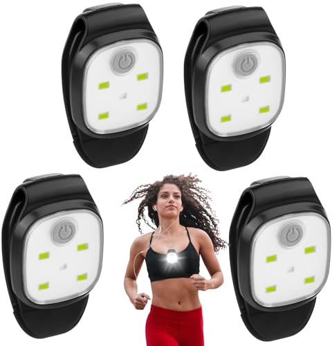 Nizirioo 4 Stück LED Clip Lampe: LED Clip Lauflicht Joggen Reflektierend USB Wiederaufladbar Clip Lampe 4 Beleuchtungsmodi Mini Stirnlampe für Outdoor Laufen Joggen Hundespaziergang Angeln Campen