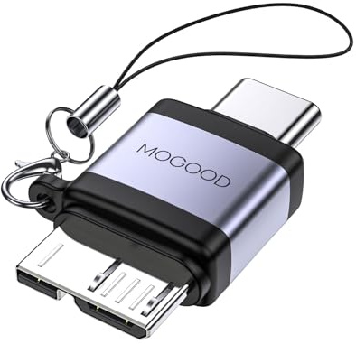 MOGOOD USB C vers Micro B Adaptateur 5Gbps Aluminium 2 pièces Portable | 5Gbps rapide, 10x plus rapide que USB 2.0. Aluminium robuste, petit & léger. Plug & play, sans pilote. Pour HDD, photo, PC