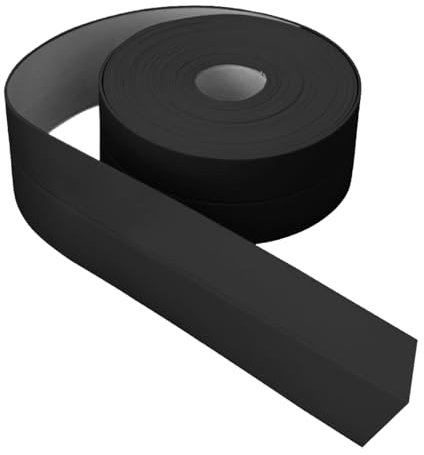WAVATA Plinthe souple autocollante - 12 m - En PVC - 16 mm x 16 mm - Plinthe souple autocollante - Pour cuisine et salle de bain - Noir