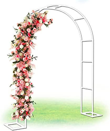 Arche Jardin Aluminium Largeur, Arche À Rosiers Métal, Filet À Plantes Grimpantes, Filet de Treillis, pour Récolte de Concombres, Légume, Vignes, Plantes Grimpantes,Blanc,240x220x40CM