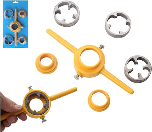 Kunststoff-Rohrgewinde-Set, 6-teiliges Set von Wasserrohr-Schneideisen aus Kunststoff, mit 3 Schneideisen 1,27 cm, 1,9 cm und 2,5 cm, runde Schneideisen für PVC-Gewinde, PVC-Rohreinfädler,