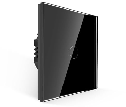 PULSAR Touch Lichtschalter Unterputz 1-Fach Glas Schwarz, Sensor Schalter | Touch Schalter 230v Unterputz 1 Fach Glas Schwarz, Sensor Lichtschalter 86 x 86mm Wandschalter ohne Neutralleiter