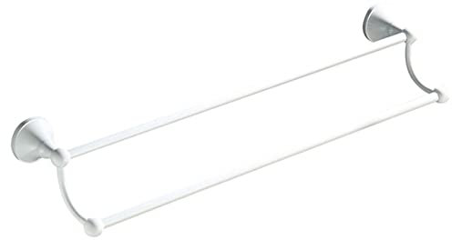 handtuchständer Moderner weißer 61 cm großer Doppelhandtuchhalter für das Badezimmer Wandmontage Handtuchhalter aus Messing für Badezimmer und Küche stilvoller Handtuchhalter mit Doppelstang