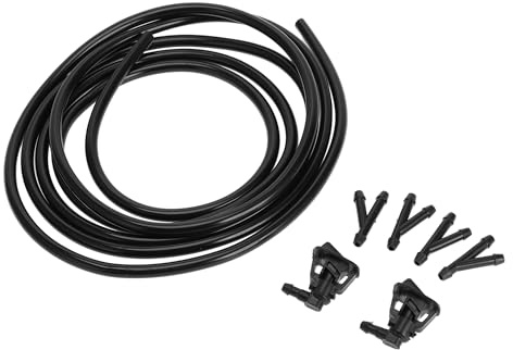 INFINAUTO Kit Ugelli Lavavetri Per Jeep Wrangler JK 13-17 Nero, 1 Set | Materiale: Plastica. Include: 1 Tubo Fluido 2.5m, 4 Connettori. Sostituisce Ugelli Lavavetri Rotti. Facile Installazione.