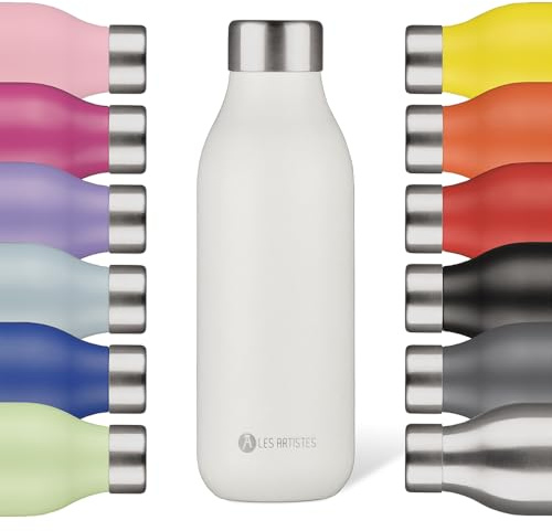 LES ARTISTES Paris A-2392 Bottle'Up 2.0, 500 ml, Gourde isotherme sans BPA, Réutilisable, Garde au chaud 12h et au froid 24h, Légère, Acier Inoxydable, Design Oxford