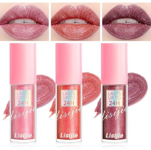 Glitzer Lipgloss, Hochglanz Funkelnd Lang Anhaltend Lip Gloss Mit Hyaluronsäure, Wasserfester Feuchtigkeitsspendender Nicht Klebender Schimmer Flüssiger Lippenstift Für Prall Aussehende Lippen