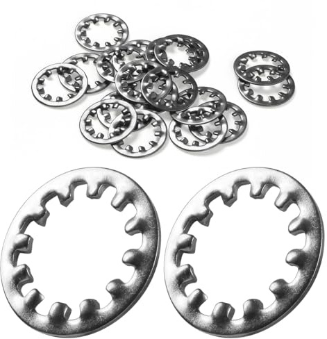 FOMGIIN 15 Pièces M8x15mm Dent Interne Étoile Rondelles, Rondelle en Étoile Dentelées, Rondelles de Verrouillage à Vitesse Rapide, 304 Dents en Acier Inoxydable étoile Rondelle de Blocage
