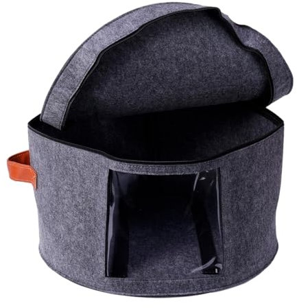Generisch Große Hutschachtel für unterwegs, 39,9 x 27,9 cm, faltbare Hutschachteln mit Deckel für verschiedene Arten von Hüten, Hutschachtel-Organizer für Damen und Herren (schwarz, grau)