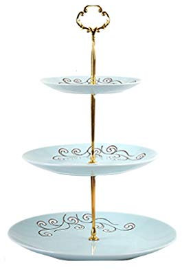 CraftNestUK Supporto per torta Alzata per torte Supporto per snack in ceramica supporto per frutta Supporto per snack Posizionamento vassoio per snack (colore: oro, dimensioni: tre piani)