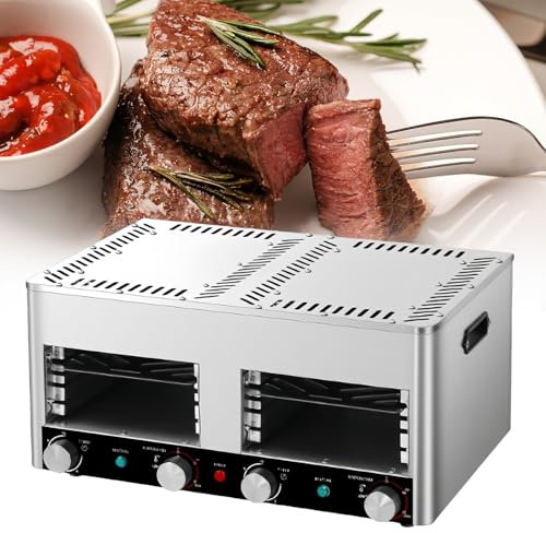 Parrilla Eléctrica para Carne, Horno Portátil de Encimera Para Interiores, Parrilla Eléctrica Sin Humo, Calienta Hasta 800 Grados, para Tostar y Asar Pollo, Carne de Res, Cerdo y Verduras,B-110V