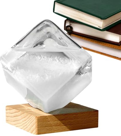 Preditor del tiempo para vidrio de tormenta | Barómetro líquido Cubo de agua de vidrio cristalino, decoración de mesa decorativa de oficina, predice los cambios climáticos