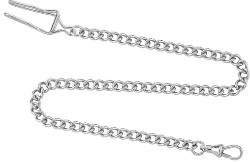 Gotham Stainless Steel 14 Inch Pocket Watch Chain with Belt Clip # GWCSCLCHAIN