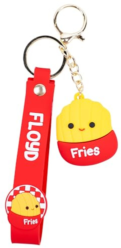 Fizz Creations Squishmallows Floyd the French Pommes Pommes armband nyckelring 3D nyckelring med berlock & PVC handledsrem. Officiellt licensierad Squishmallows nyckelring, flerfärgad, en storlek