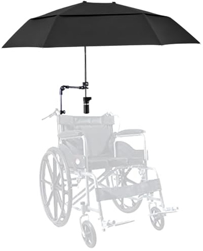 SMELEYOU Paraguas de silla con abrazadera ajustable de lluvia/protección de ridas UV para paraguas 40.9 Parasol extendido de doble lado para cochecito de cochecito sillas de playa blanqueador