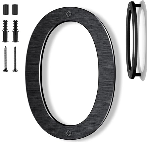 Yafimea 20 cm svart husnummer – I massivt aluminium med borstad yta, skruvmontering med flytande 3D-effekt, väderbeständig – För vägg, fasad, grind, garage (0)
