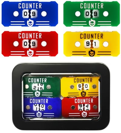 FIGURESLAB 4Pcs MTG Life Counter with Metal Box, Health Tracker Life Counter for MTG Magic Card Games Accessories Tabletop RPG D&D CCG TCG Board Games