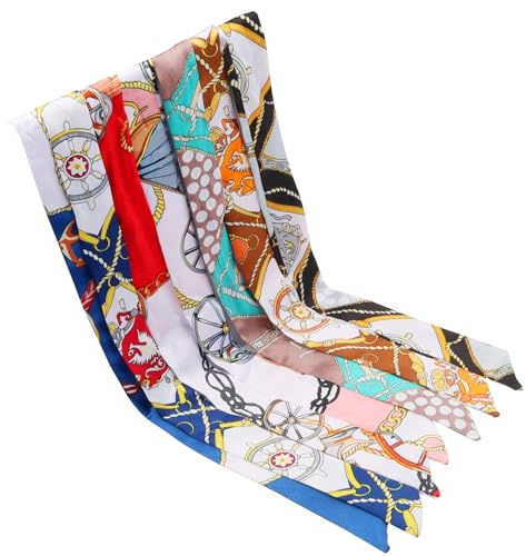 Pretwad 7 pañuelos para mujer, con cicatrices, cinta estrecha, bufandas de satén para bolso de mano, bufandas para mujer, regalos de moda, bolsos de mano, bufandas para el cuello (estilos mixtos)