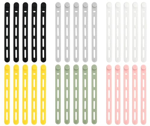 30 PCS Colour Cable Ties, Silicone Cable Straps, Reusable Cable Ties, Snap Cable Tidy Clips, Cable Tie Organiser for Organising and Storing Charging Cables, Audio Cables, Network Cables (130 MM)