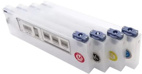Système d'alimentation en encre 4Colos Compatible avec imprimantes éco-solvant compatible avec Roland RS640 740 Mutoh VJ1604 Mimaki JV33 comprend 4 réservoirs et 4 cartouches(4pcs Cartridge)
