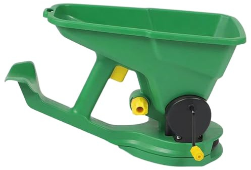 Hand Crank Seeder, 1.5l Handheld Spreader, 6.69x15.35x9.84 Inches 5 Gear Adjustable Flow Control, Portable Power Broadcaster for Garden, Lawn, Small Farms, Outdoor Seeding and Fertilizing