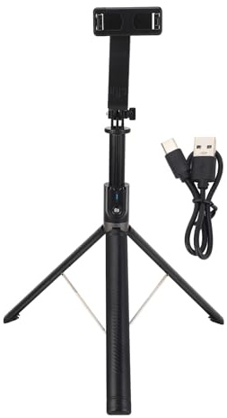 Srliya Trépied de Bâton de Selfie avec 2 Lumières Bluetooth Wireless Remote 360 ​​degrés Rotation de Téléphone Extensible Stick Selfie pour Diffusion en Direct