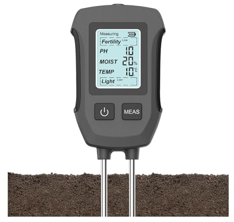Misuratore del suolo Misuratore digitale di umidità, pH, temperatura, fertilità, tester del terreno 5 in 1 for piante da giardino, fattoria, serra, monitoraggio in vaso