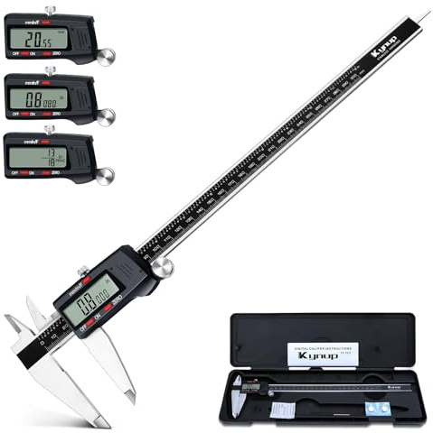 Kynup Digital Messschieber, 300mm/ 12-Zoll Digitale Schieblehre Edelstahl Messwerkzeug, Elektronischer Messschieber, Zoll/Metrisch/Fraktion Konvertierung, Auto-Off-Design