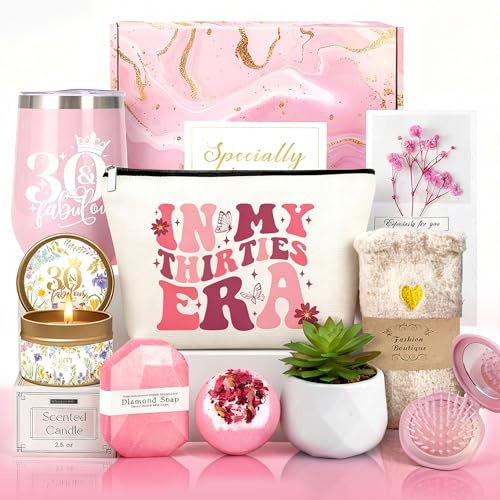 Geschenke zum 30. Geburtstag für Frauen, Glückliches 30. Geburtstagskorbgeschenk für Frauen, fantastische Geschenkideen für 30-jährige Frauen, Geschenke zum 30. Geburtstag, Geschenkbox für beste
