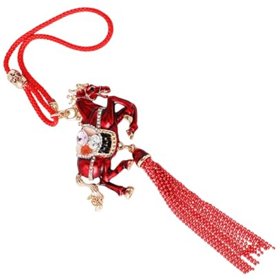 TOYANDONA Adorno Colgante de Caballo Chino con Borlas Rojas Decoración del Año Lunar Amuleto Decorativo para Coche y Hogar Adorno para Festival de Primavera 2026 Figura Metálica