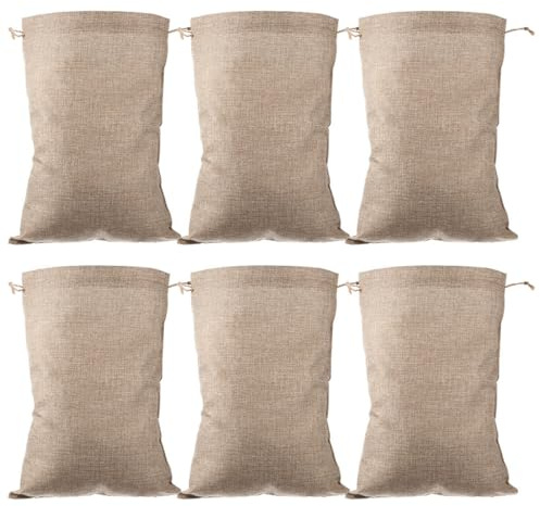 GRIRIW Borse di Conservazione per Verdure con Coulisse in Juta Traspirante 6 Pezzi 20X30 CM per Alimenti e Piante