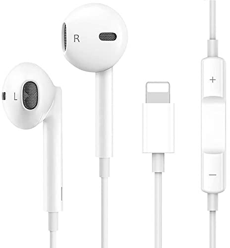 Kogwjte Écouteurs intra-auriculaires HiFi Audio Stéréo avec Microphone et Contrôle du Volume Compatible avec iPhone 14/14 Pro/14 Pro Max/13/12 Mini/SE/11/X/XS Max/XR/8/7 Plus