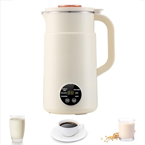 Soy Milk Maker Capable of Producing Homemade soy Milk and Oatmeal Porridge Featuring Delayed Start/Heating/Self-Cleaning/Oven Heating Functions.
