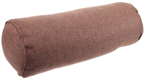 GRIRIW Almohada de Yoga Cilíndrica para Mujeres en Casa, Cojín de Apoyo Lumbar de Algodón, Tamaño 15x40 Cm, Color Café, para Fitness y Ejercicios de Cuello, Funda Lavable y Portátil