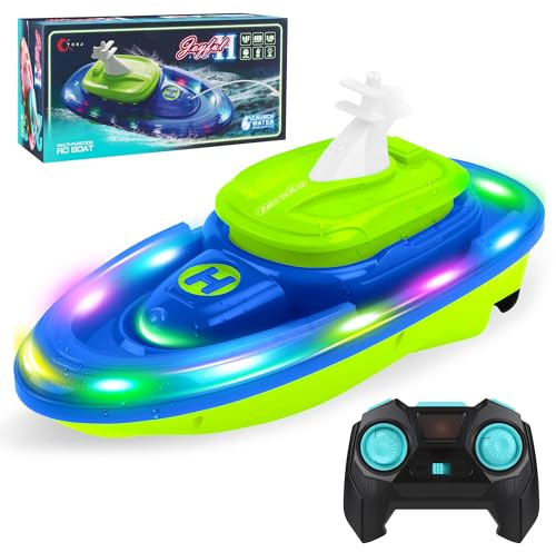 FORMIZON Ferngesteuertes Boot, RC Boot mit Wasserspritzfunktion, Wasserdichter Luftkissenboot ferngesteuert, Fernbedienung U-Boot mit Licht und 360° Rotation für Kinder ab 6 Jahren (Blau)