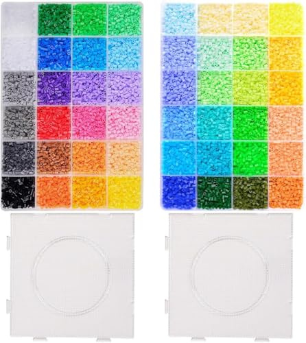 24 000 st ministrykpärlset, BetterJonny 48 färger sorterade Fuse Beads sats med 2 plattor 2,6 mm pärlor i stor sorteringslåda, kreativt gör-det-själv-pysselset för vuxna och hantverksfans