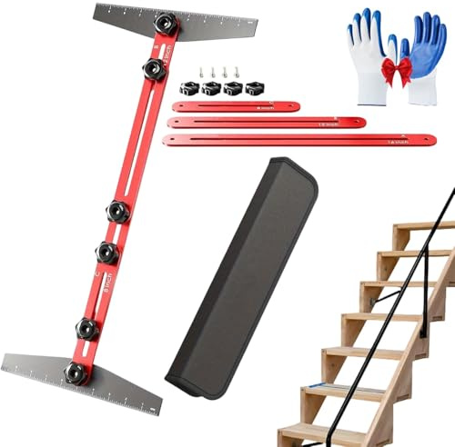 Premium Stair Tread Template Tool - Adjustable Stair Gauge Jig for Accurate Measuring, 8 to 60 Aluminum Alloy Stair Measuring Tool for Woodworking, Risers, Shelves