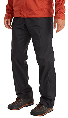 Marmot Men's PreCip Eco Full Zip Pant Long, Waterproof Trousers, Breathable Overtrousers, Lightweight Hiking Pant, Windproof Trekking Pants, Black, L