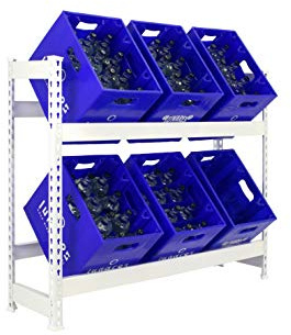Simon Rack Scaffale per casse di bevande, Ripiano per 6 cassette, 1000x1000x300 mm, Ripiano per casse di bevande in metallo, Blanc - Simonbottle