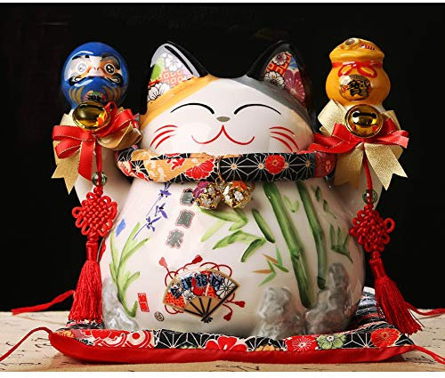 25,4 cm Glückskatze Maneki Neko Feng Shui Katzen [D8]