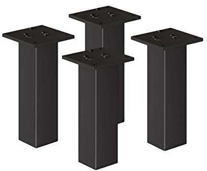 Sossai Exklusiv Möbelfüße E4MF, 4er Set, Höhe: 300 mm, Schwarz, aus Aluminium 45 x 45 mm Vierkantprofil, Füße für Kommode, Schrank, Vitrine, Badezimmerschrank