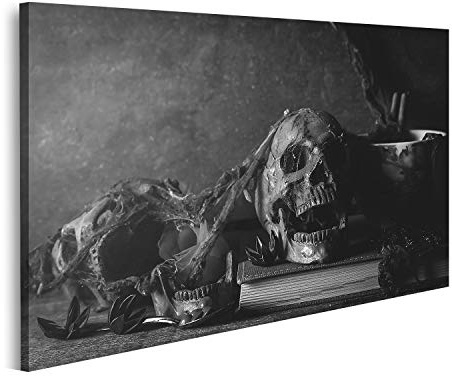 islandburner Bild auf Leinwand Totenkopf Stillleben Fotografie Schwarz Weiß Bilder Wandbilder Poster