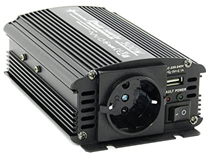 SOLARTRONICS Spannungswandler NM300 12V 300 Watt SCHWARZ - 600 Watt Spitzenleistung - Wechselrichter 12v auf 230v - Blei- oder AGM-Batterie kompatibel - mit Schuko- & USB Anschluss