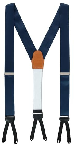Trafalgar Men's Sutton Solid Color Silk Formal End Braces (Suspenders), Navy