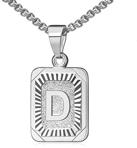 Flongo Anfangsbuchstabe A-Z Anhänger Halskette Frauen Kette Männer Anhänger Namen 26 Alphabete Großbuchstabe Dog Tag Silber Biker Damen Herren-Accessoires