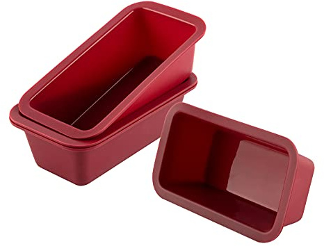Silikon mini limpform set med 4, nonstick lätt frigörande rektangel silikon mini kakform för bakning bröd, flexibel BPA-fri silikonbakform och brödform, rostform, brownie brödform, kakform ..