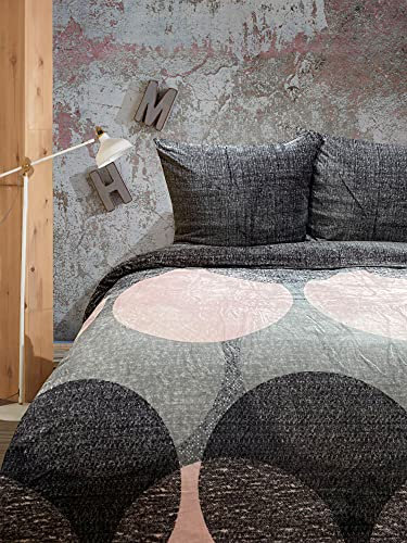 Leonado Vicenti 4 TLG Teddy Plüsch Bettwäsche 135x200 cm Winter Cashmere Touch Thermo Fleece Wendebettwäsche Kreise